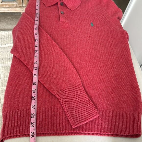 Vintage POLO RALPH LAUREN Pony Lambswool Collared Sweater 90s Raspberry Red M - Picture 8 of 9